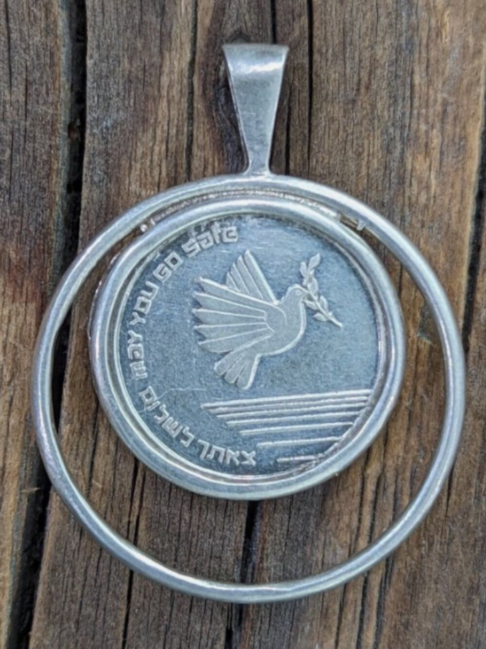 May You Go Safe & Come Safe, Peace Dove (Strllng Slvr Israel Pendant);; Adillion